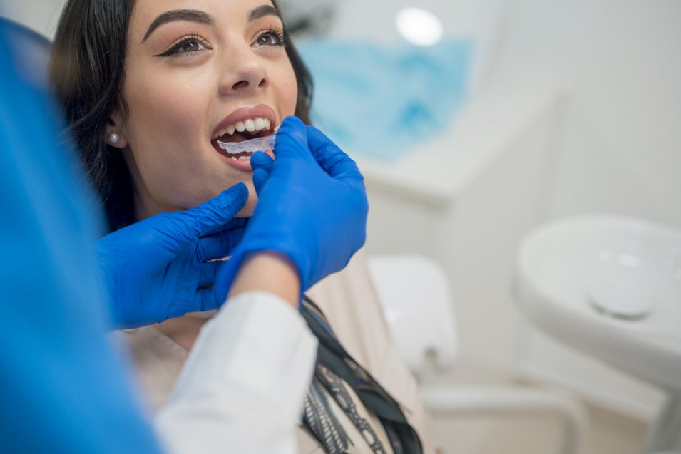 Patient getting orthodontic treatment in nearby dental clinic